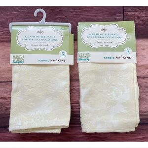 Vintage Martha Stewart Set Of Fabric Classic Damask Ivory Napkins